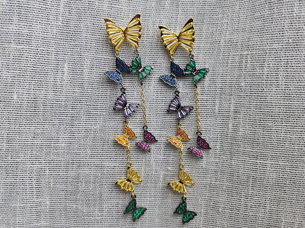 Multistone butterfly Ad Earrings (1-5523)(Ex)(from turkey)