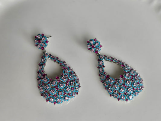 Pink n turquoise ad earrings(1-5432)(EX)
