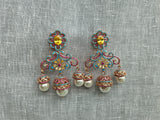 Multistone jhumki Ad Earrings (1-5524)(Ex)(from turkey)