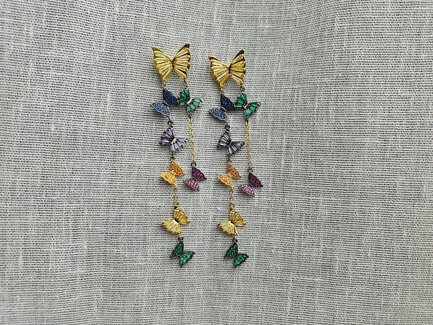 Multistone butterfly Ad Earrings (1-5523)(Ex)(from turkey)