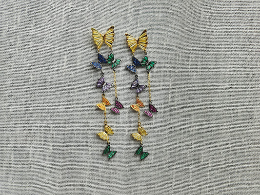 Multistone butterfly Ad Earrings (1-5523)(Ex)(from turkey)