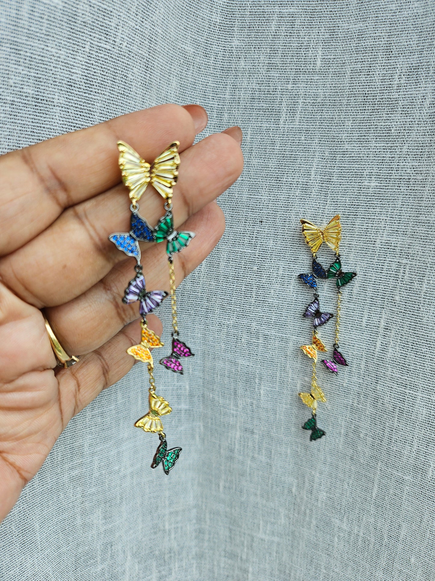 Multistone butterfly Ad Earrings (1-5523)(Ex)(from turkey)