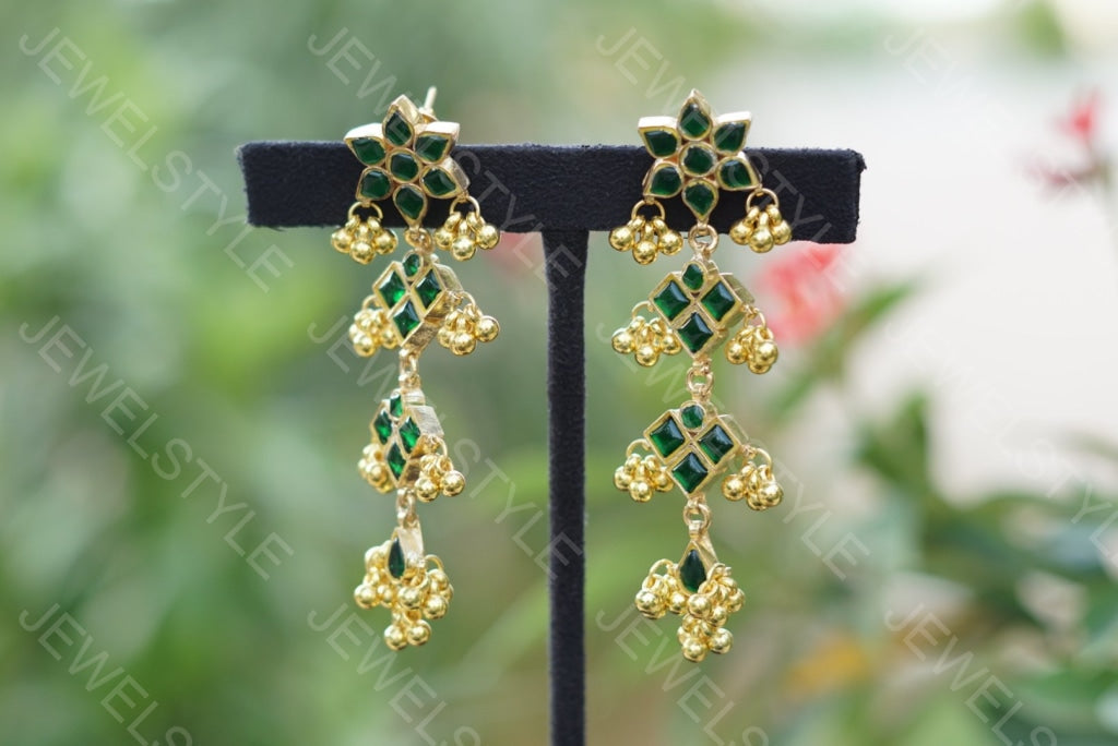 Green Kundan Earrings(Preorder) 1-1163 - JEWELSTYLE
