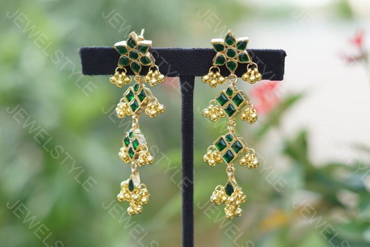 Green Kundan Earrings(Preorder) 1-1163 - JEWELSTYLE