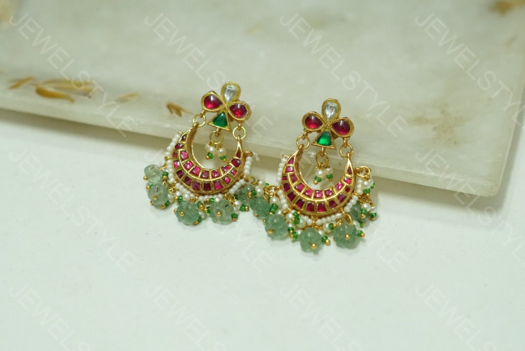 Small Kundan chandbali (1-1554) (PREORDER) - JEWELSTYLE