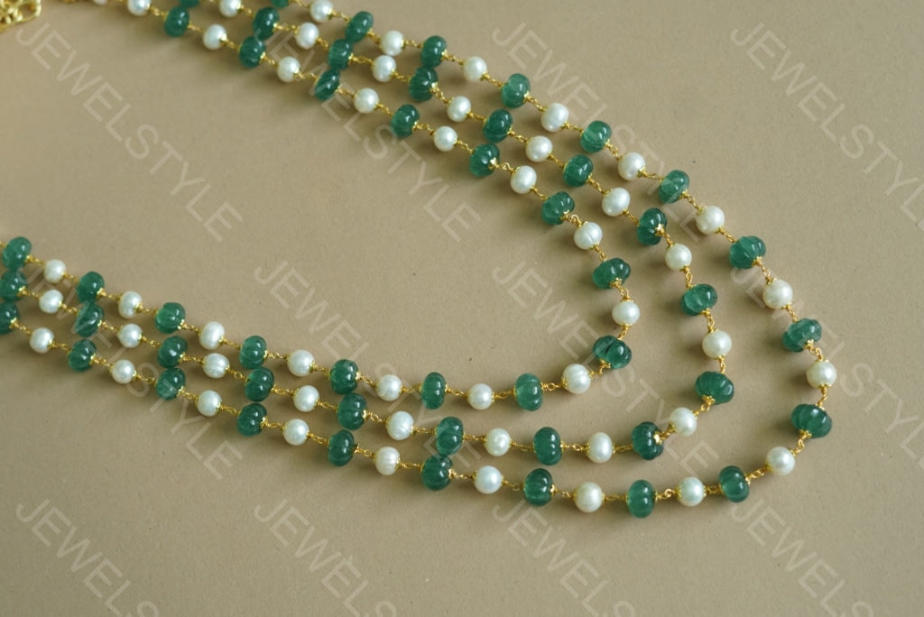 Orange Beads Necklace (4-3760)(N) - JEWELSTYLE