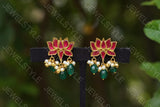 Small Kundan lotus studs (Preorder) 1-641