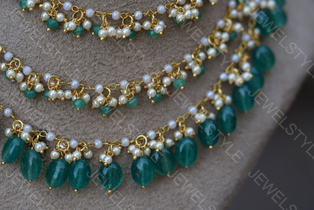 Light green Beads Necklace (4-2985)(N) - JEWELSTYLE