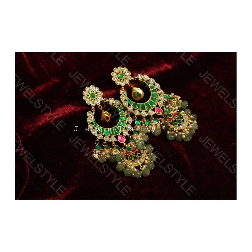 Kundan earrings(1-1110)(PREORDER) - JEWELSTYLE