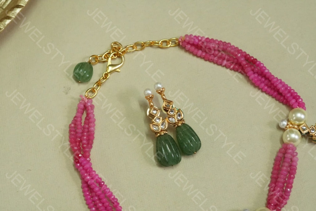 Kundan necklace set(4-1378) - JEWELSTYLE