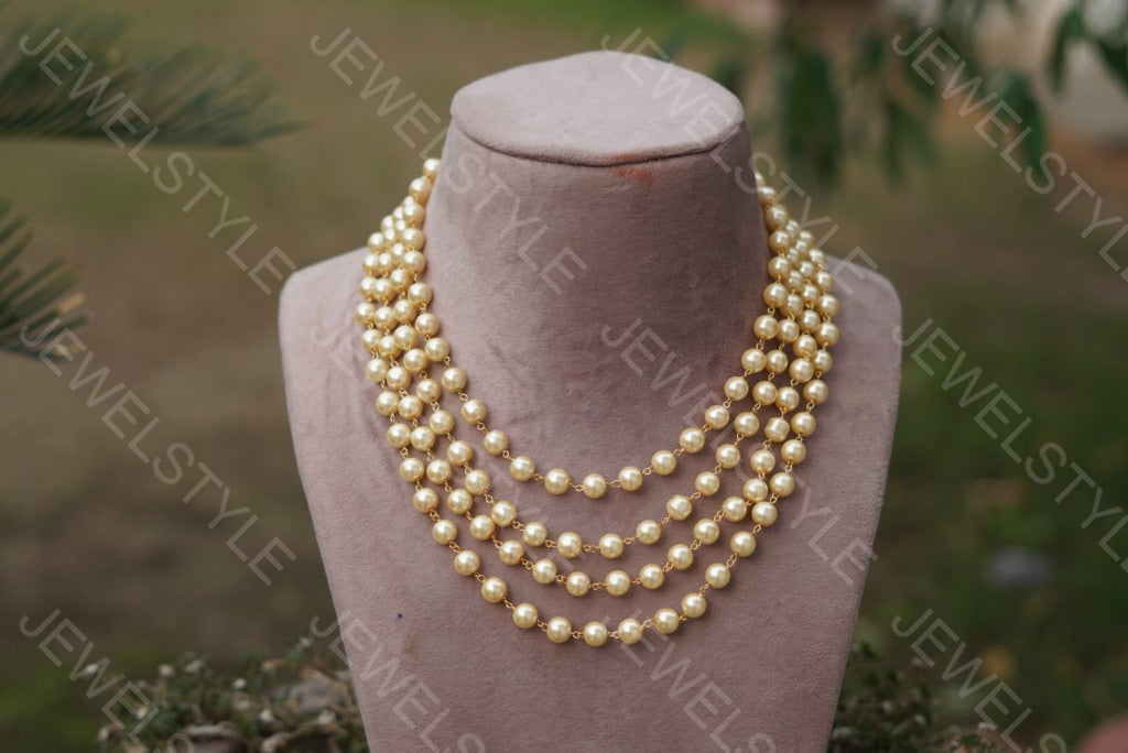 4 line pearl Necklace  (4-3054)(N) - JEWELSTYLE
