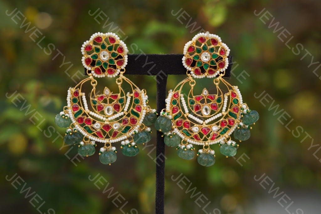 Kundan earrings(Preorder) 1-925 - JEWELSTYLE