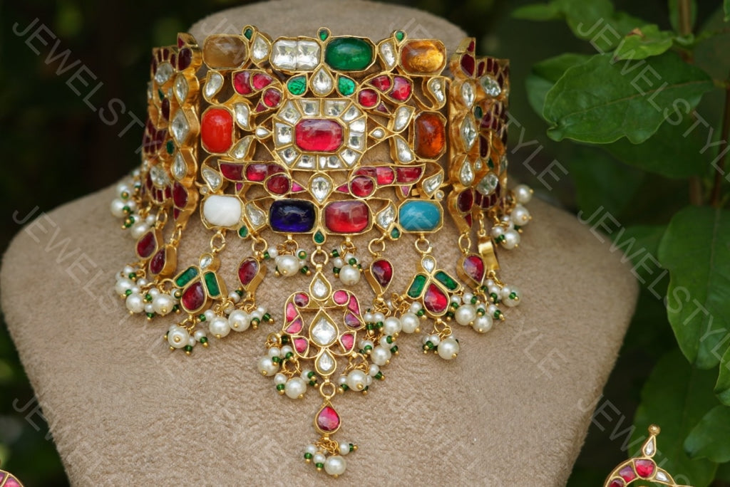 Multicolour Choker set (Preorder)( 4-135) - JEWELSTYLE