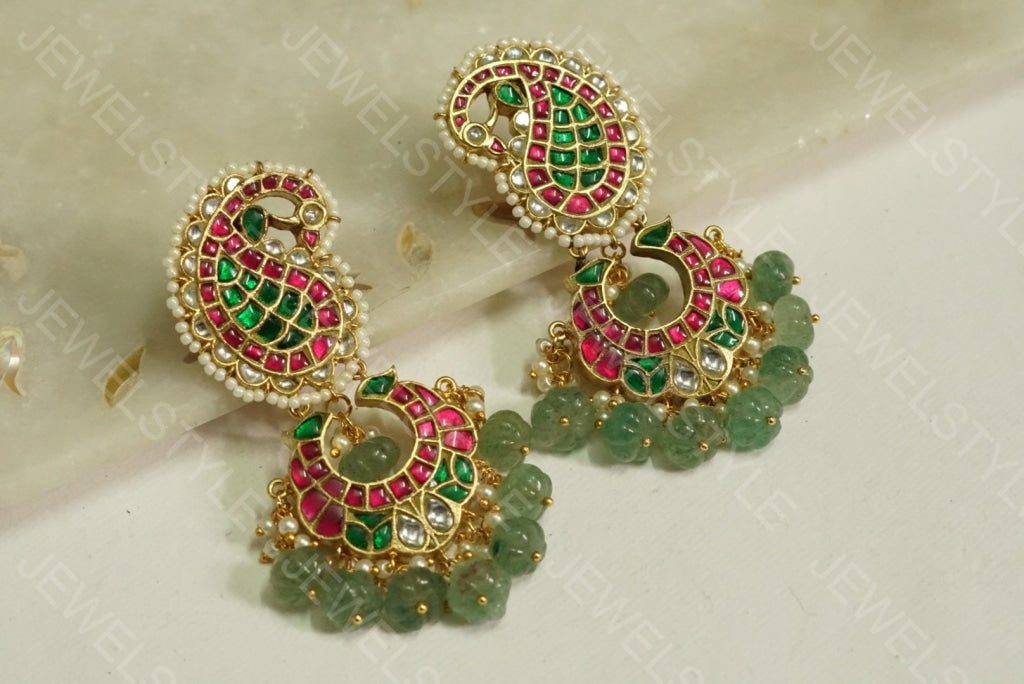 Kundan mango earrings(PREORDER) 1-1079 - JEWELSTYLE