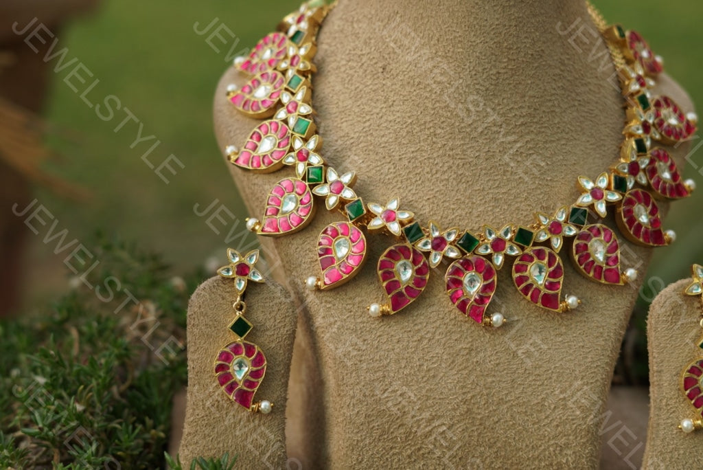 Mango Kundan necklace set(Preorder) 4-1138 - JEWELSTYLE