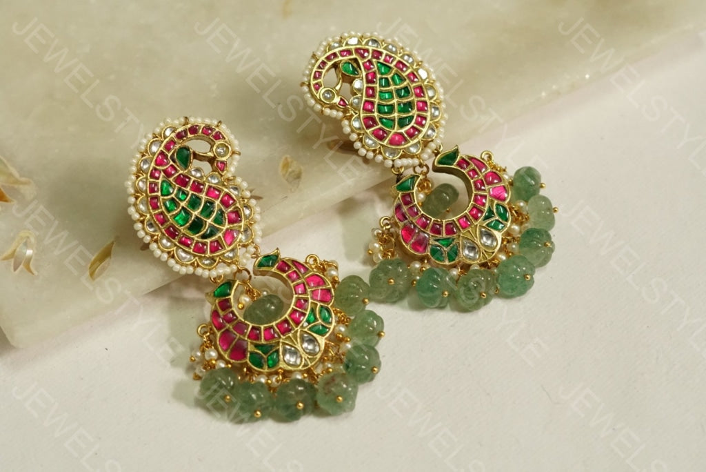 Kundan mango earrings(PREORDER) 1-1079 - JEWELSTYLE
