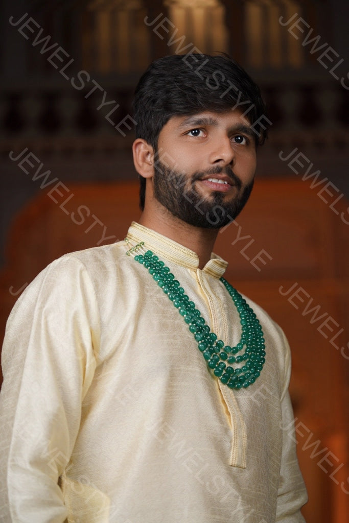 Green beads necklace 4-1299 (N) - JEWELSTYLE