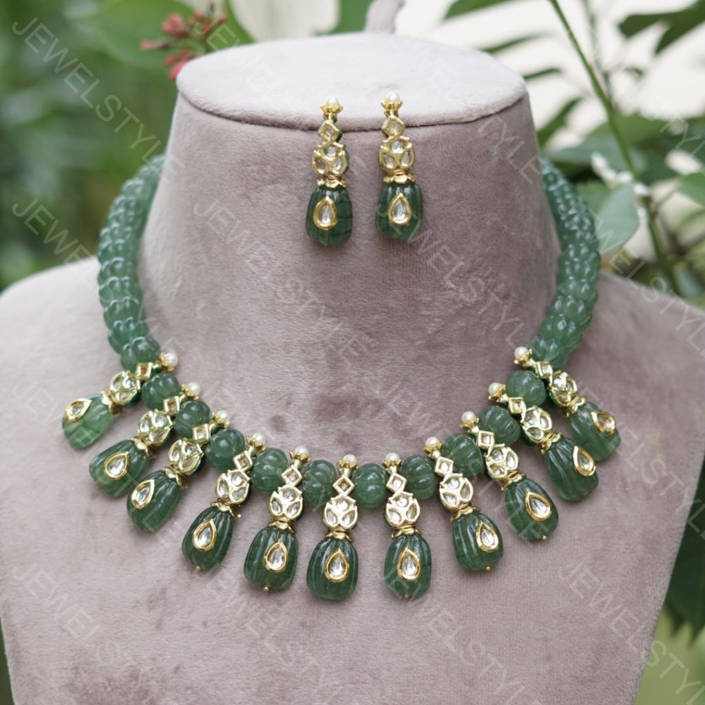 Fluorite beads Necklace set (4-1913)(N) - JEWELSTYLE