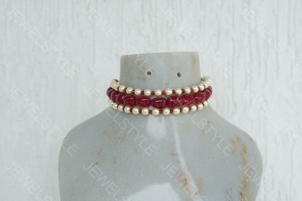 Red Beads Choker  (4-4164)(N) - JEWELSTYLE