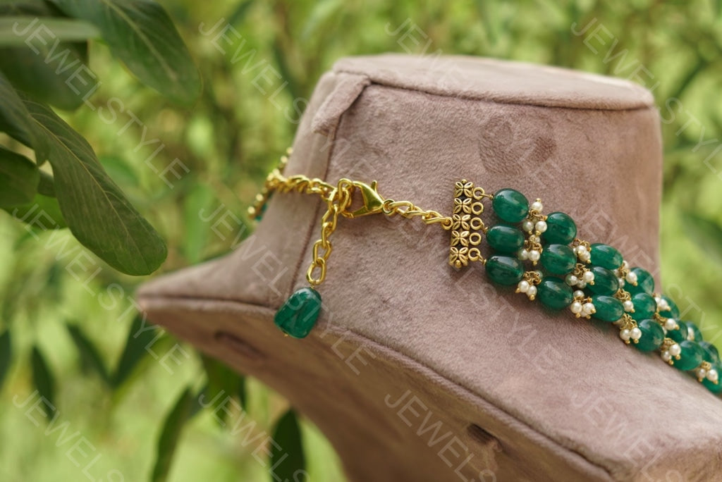 Green beads necklace (4-1249)(N) - JEWELSTYLE