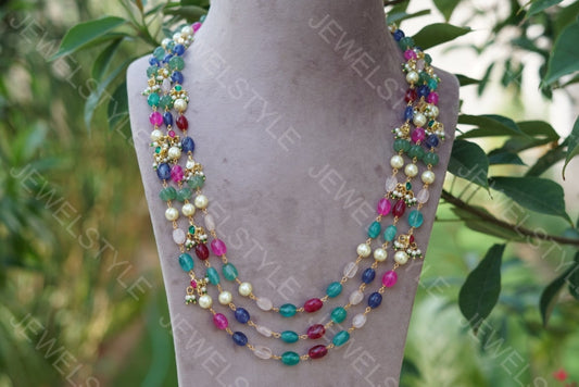 Multicolour Beads Necklace(4-1439)(N) - JEWELSTYLE