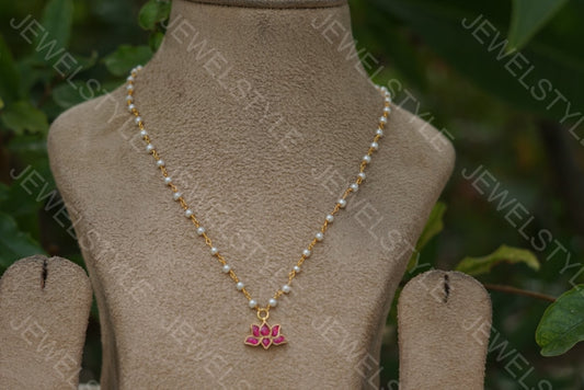 Pink lotus chain(Preorder) 4-1361 - JEWELSTYLE