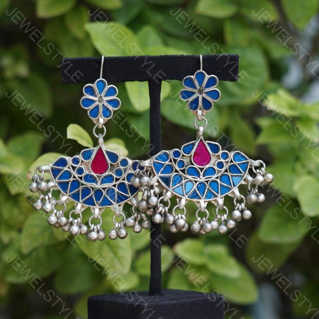 Mirror oxidised earrings  (1-1313)(ON SALE) - JEWELSTYLE