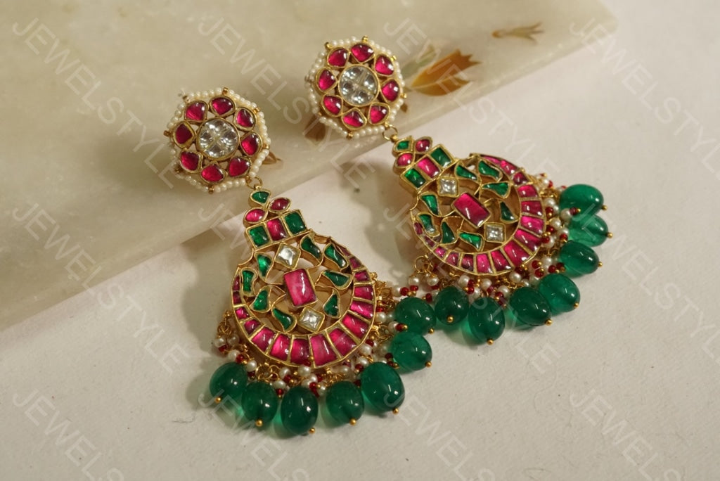 Kundan earrings(Preorder) 1-1089-k - JEWELSTYLE