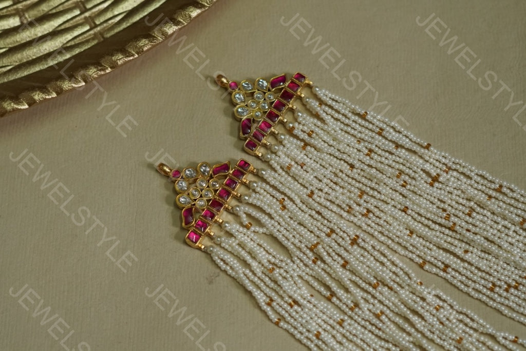 Kundan long pendant necklace set(PREORDER) 4-1370(R) - JEWELSTYLE