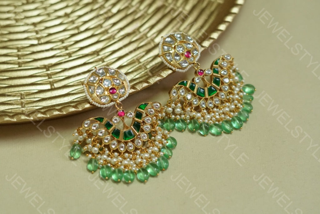 Kundan earrings(PREORDER) 1-1083 - JEWELSTYLE