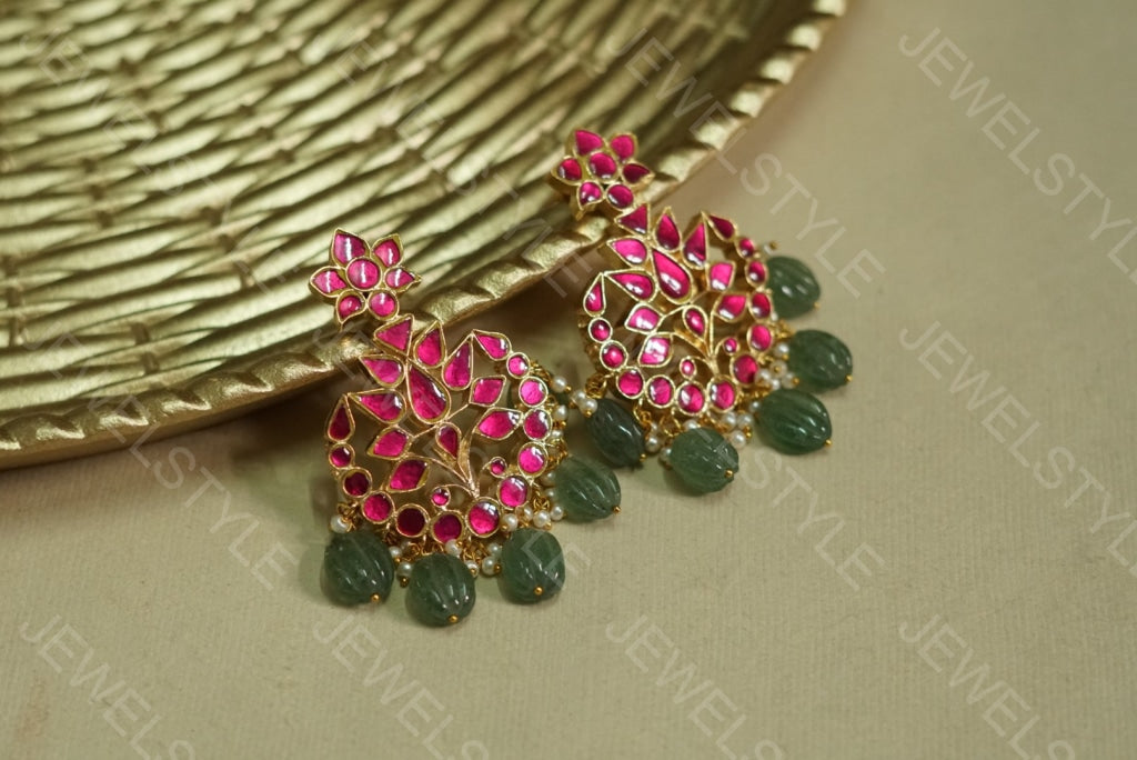 Kundan earrings (1-1171)(PREORDER) - JEWELSTYLE