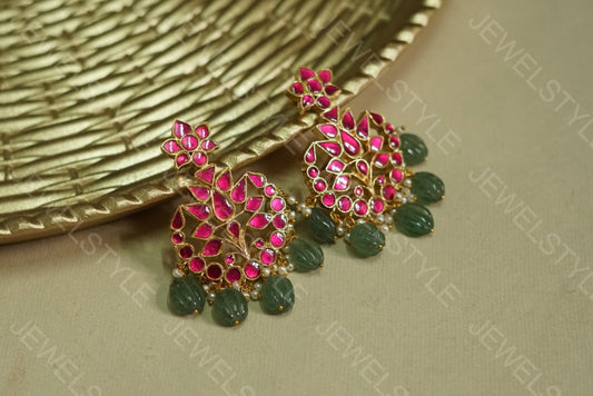 Kundan earrings (1-1171)(PREORDER) - JEWELSTYLE