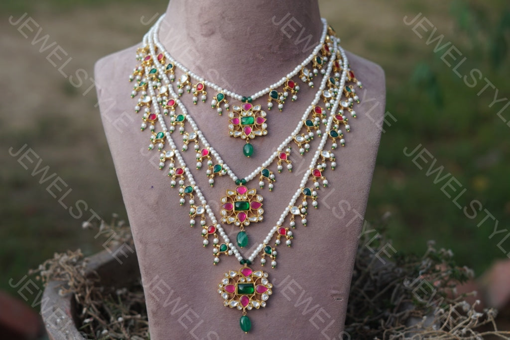 3 line Ranihaar Necklace(4-3260)(R)(PREORDER) - JEWELSTYLE