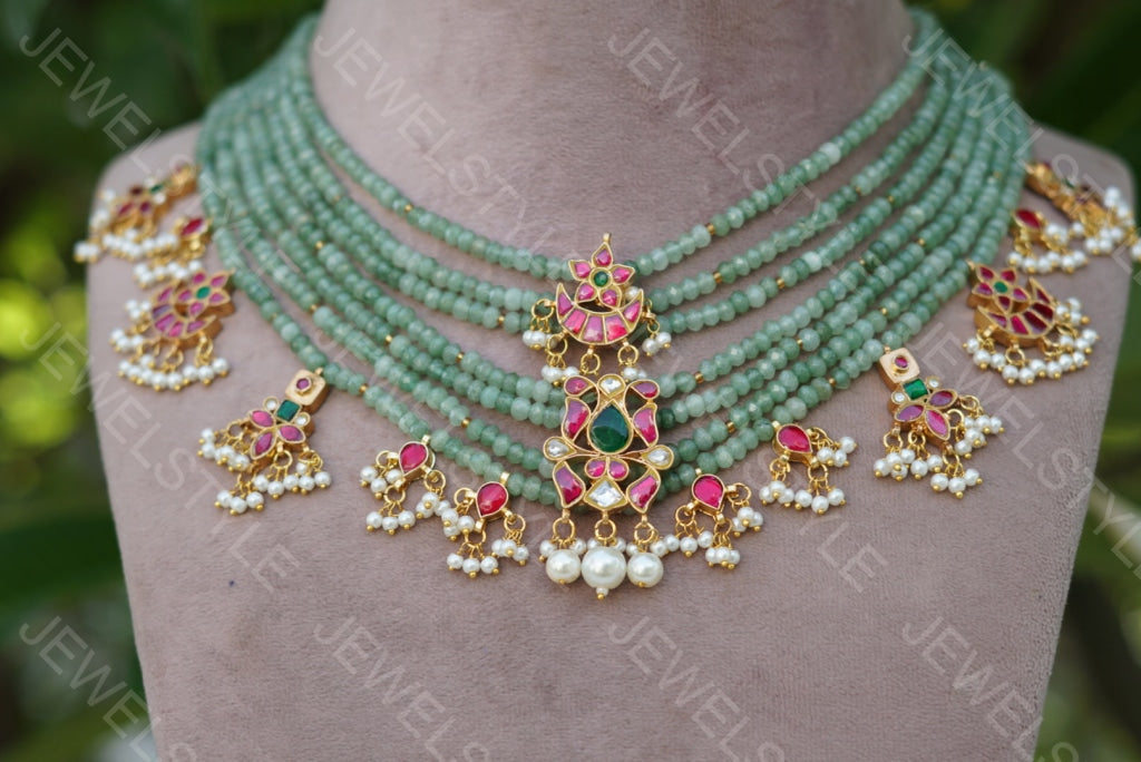 Kundan necklace set (4-3940)(PREORDER)