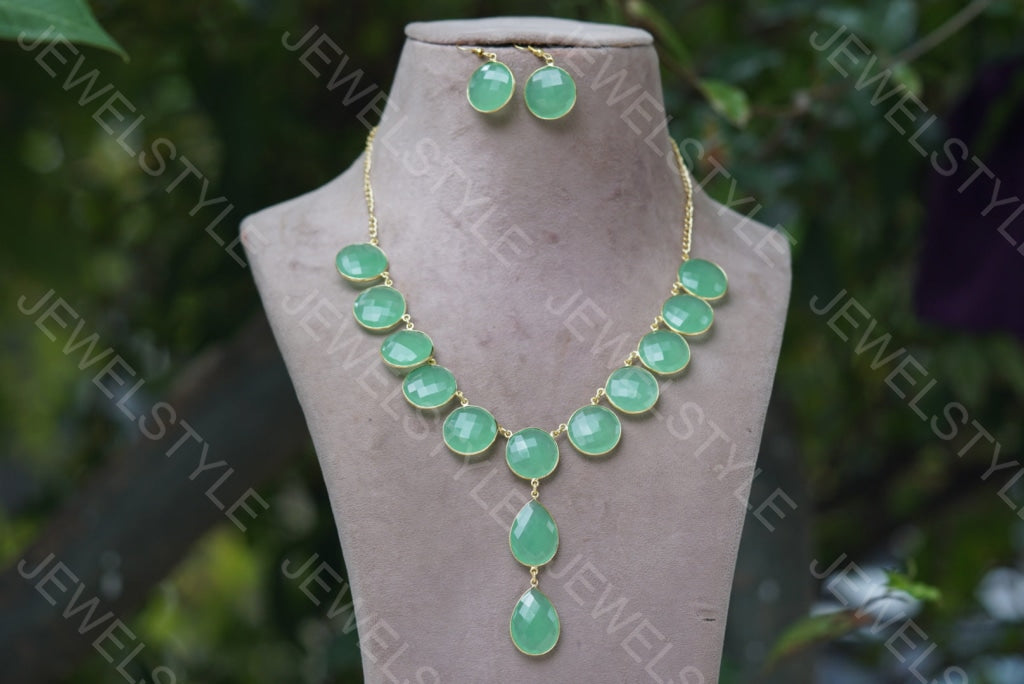 Stone necklace set(4-4409)(R) - JEWELSTYLE