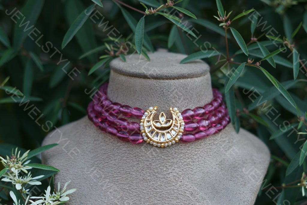 Rodolite Kundan choker (4-2843)(N) - JEWELSTYLE