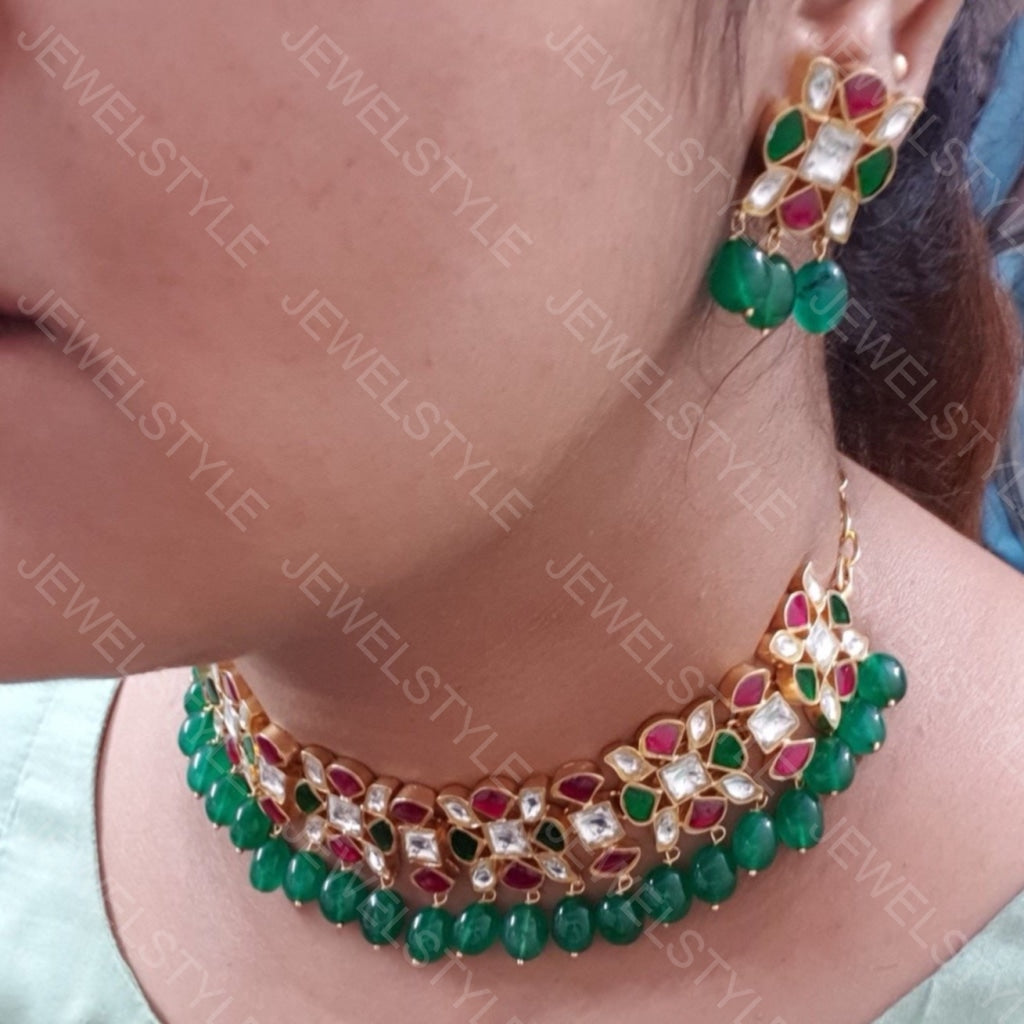 Kundan choker set(Preorder) 4-360 - JEWELSTYLE