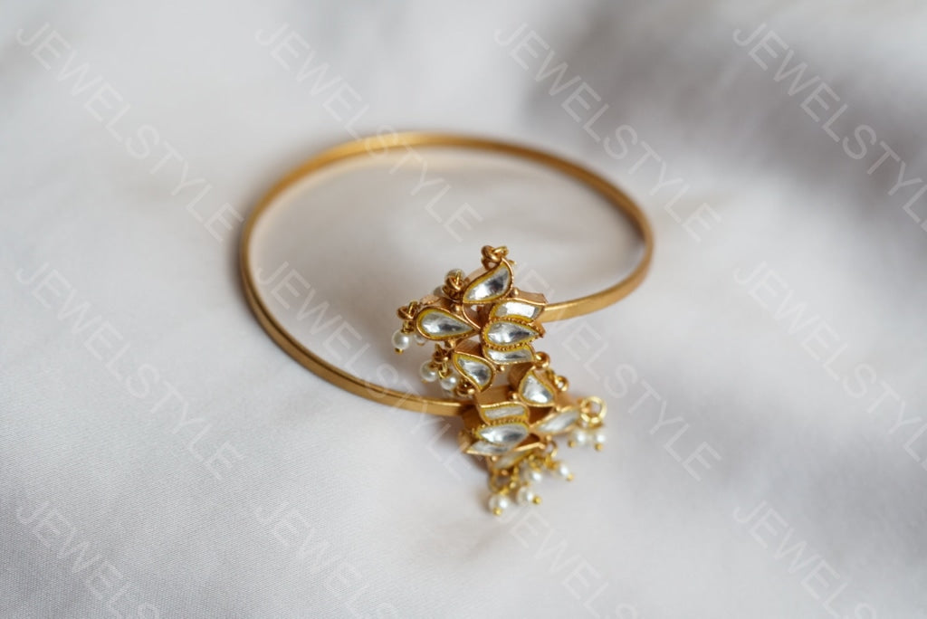 White Lotus Kundan bangle  (3-264)(R)(PREORDER)