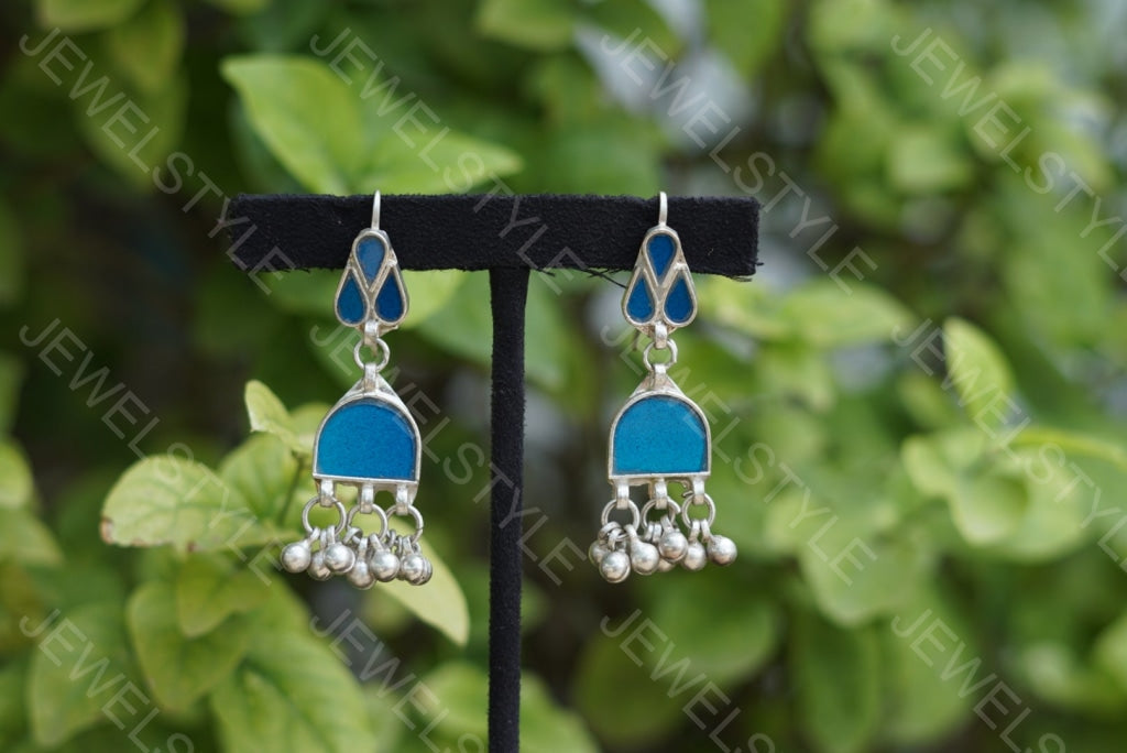 Mirror oxidised earrings  (1-1312)(ON SALE) - JEWELSTYLE