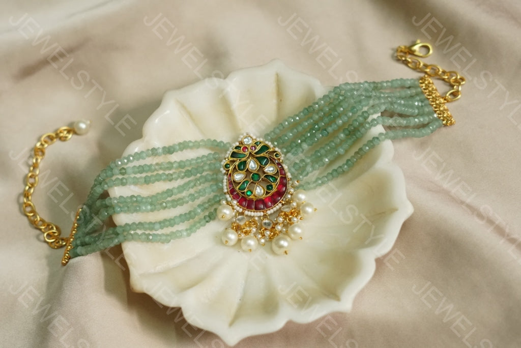 Light green beads Kundan choker (4-3694) (PREORDER)
