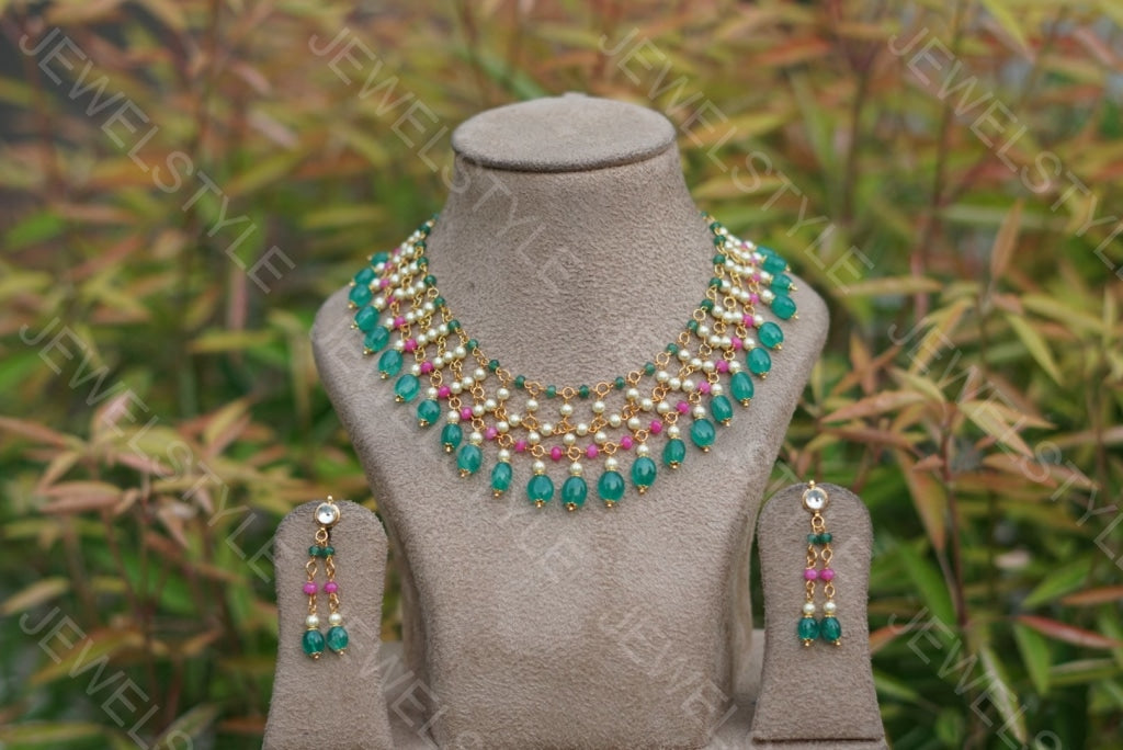 Kundan Necklace set (4-1428) - JEWELSTYLE