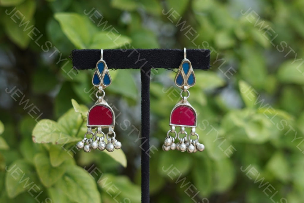 Mirror oxidised earrings  (1-1311)(ON SALE) - JEWELSTYLE