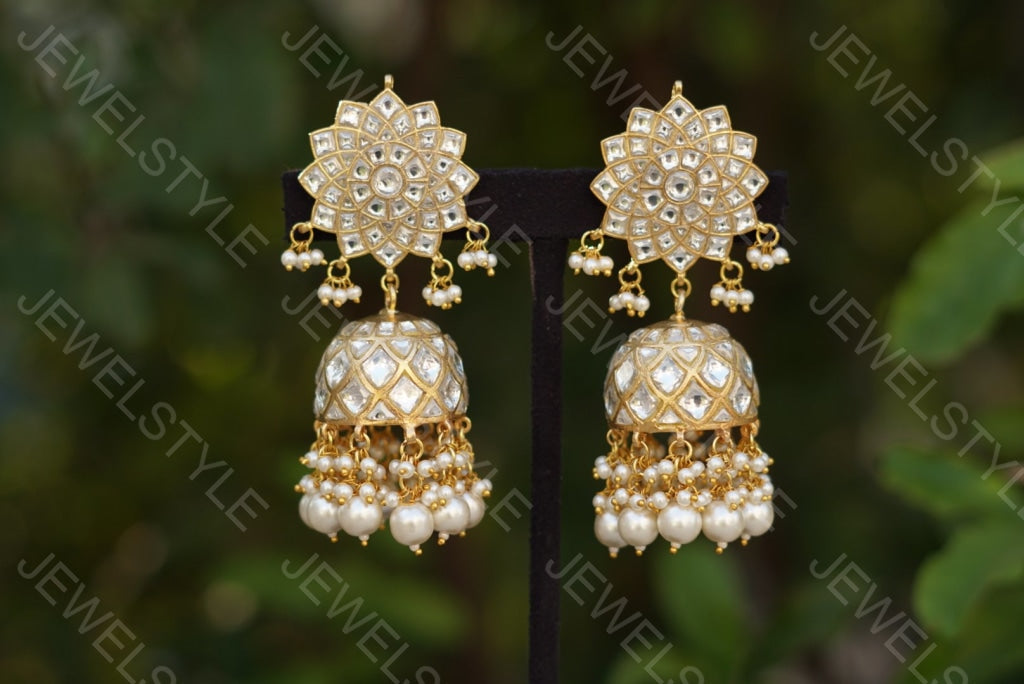 Small size Kundan jhumki (1-703)(PREORDER) - JEWELSTYLE