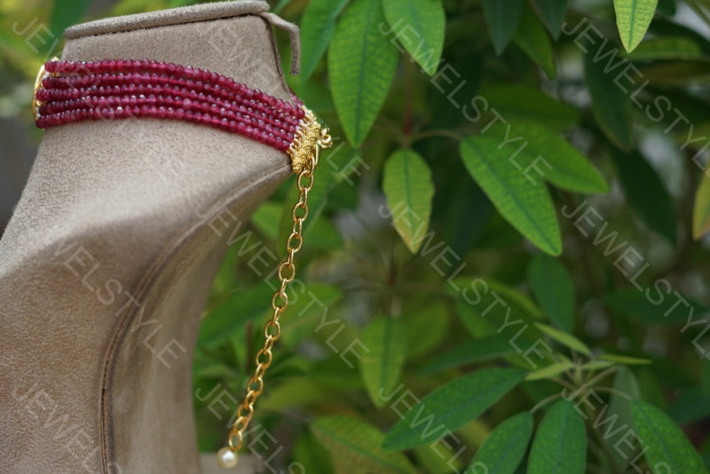 Ruby beads Kundan Choker (4-2280)(N) - JEWELSTYLE