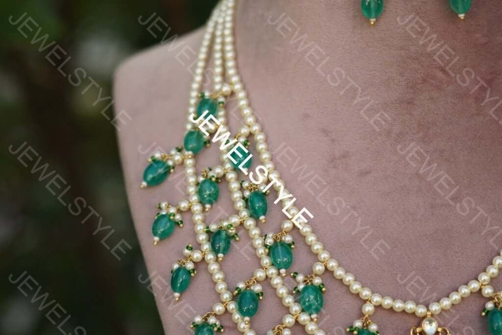 3 layer Beads Necklace set (4-1296) - JEWELSTYLE