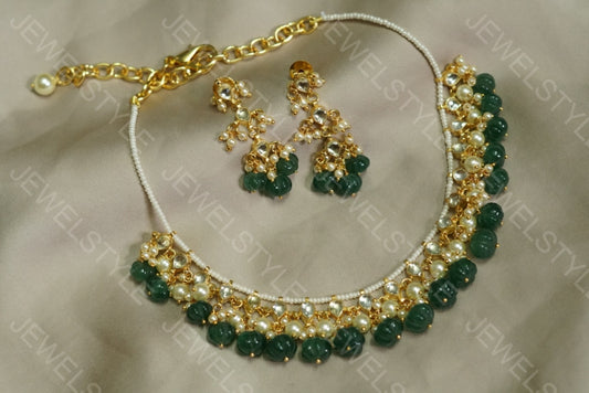 White Kundan Necklace set (4-4070)(N) - JEWELSTYLE