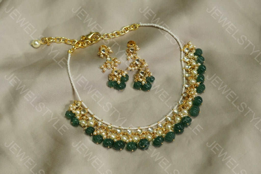White Kundan Necklace set (4-4070)(N) - JEWELSTYLE