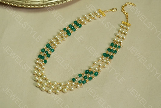 Green beads Necklace (4-3468)(N) - JEWELSTYLE
