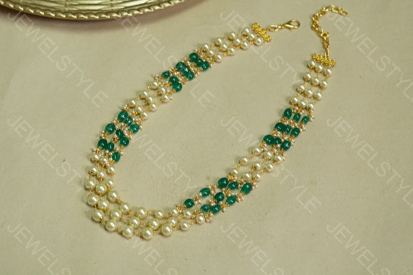 Green beads Necklace (4-3468)(N)