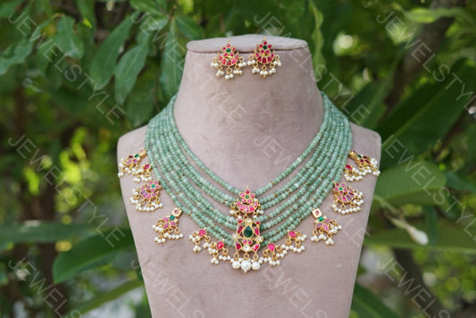 Kundan necklace set (4-3940)(PREORDER)